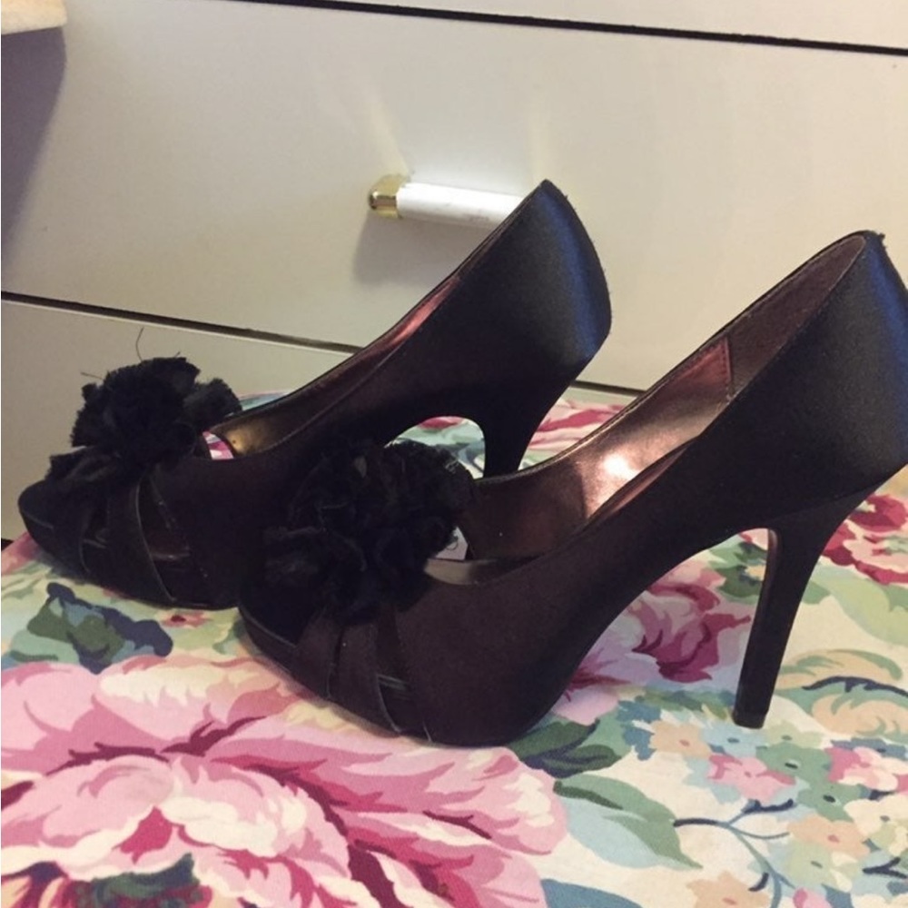 Black Satin Stilleto pump